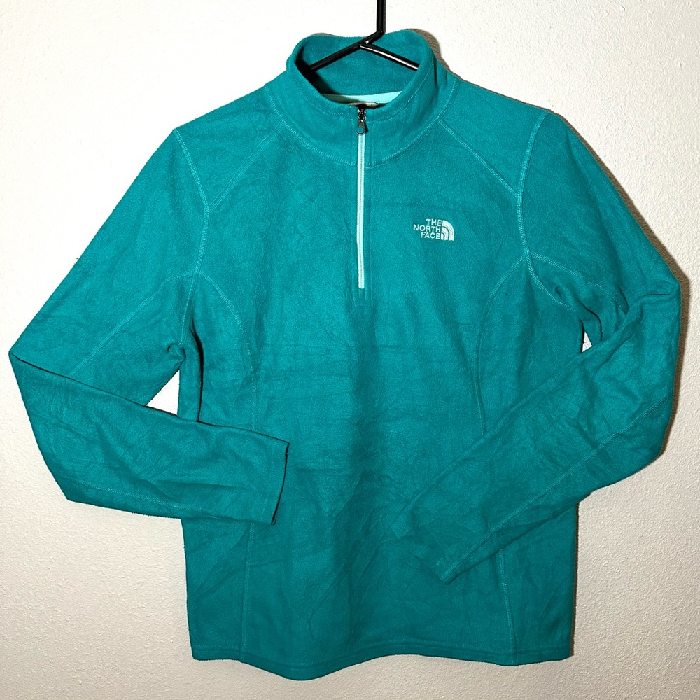 Women’s North Face Glacier Fleece 1/4 Zip Turquoise Size Medium Sweater Blue